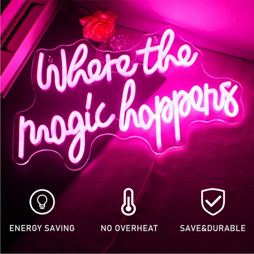Where the Magic Happens Pink Neon Light Party Wedding Date Night Couple Decor - Picture 3 of 6